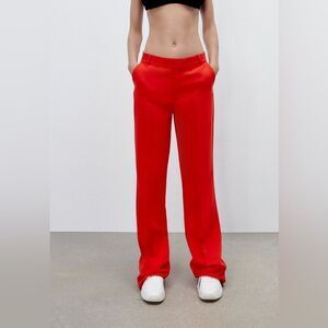 Zara full length red trousers • medium